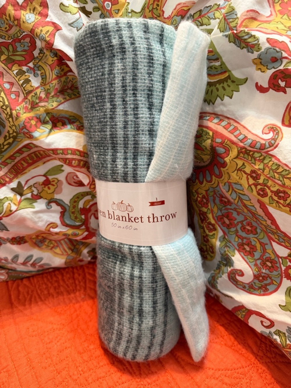 Cozy Throw Blanket in Light Blue and Gray - Soft Woven Blanket Throw